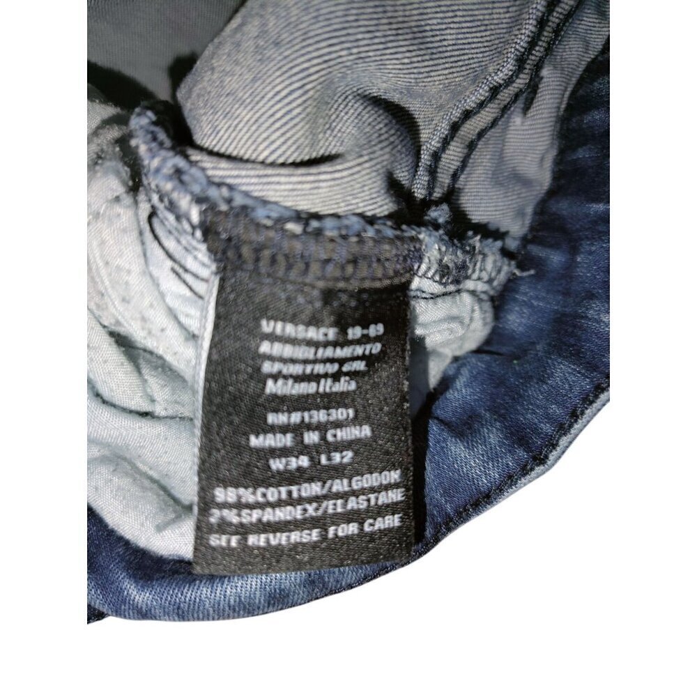 Versace 19.69 Abbigliamento Sportivo Mens W32 L32 Distressed Blue Jeans - Picture 4 of 6